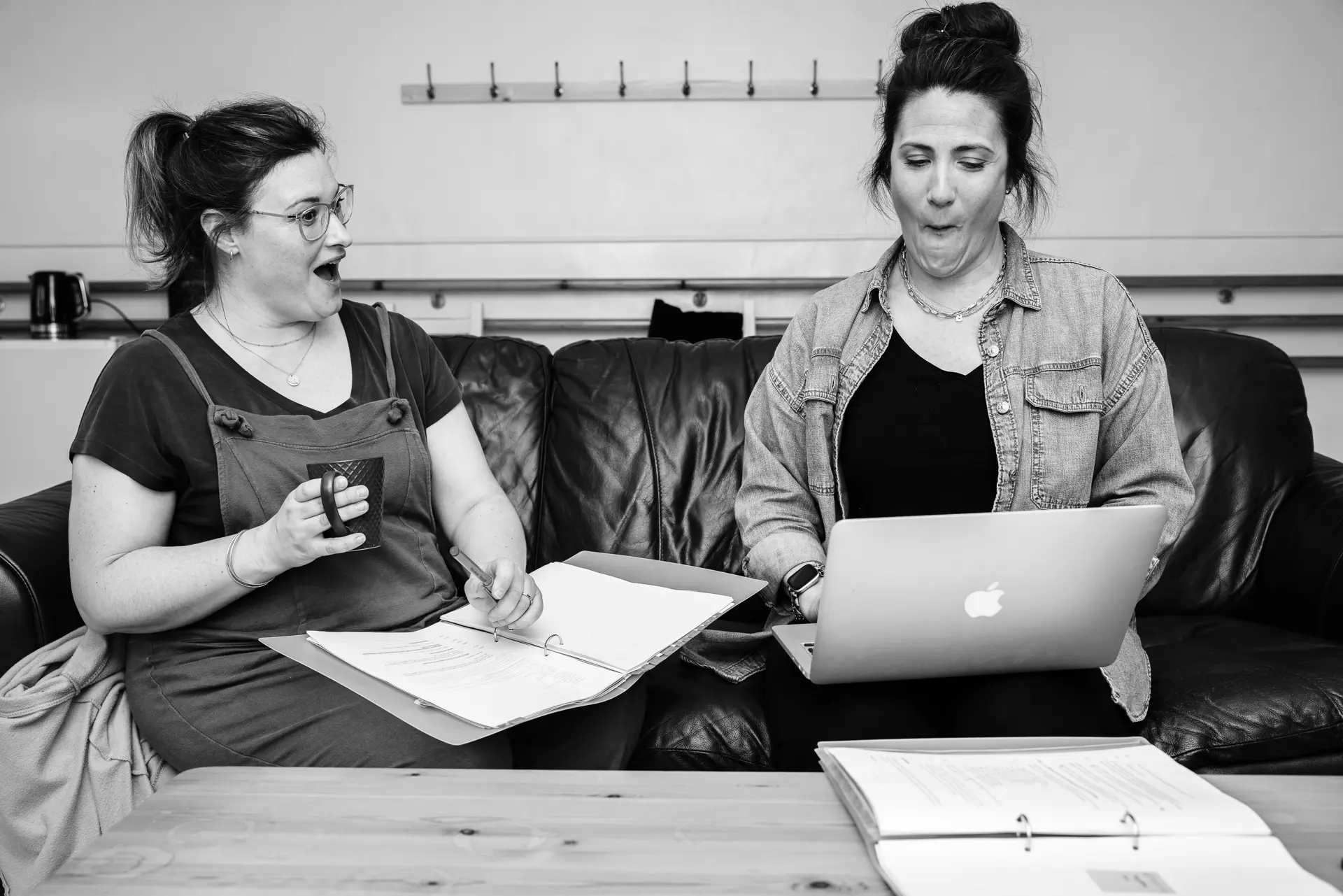 Behind the scenes with Becca and Amy from Spinning Wheel Theatre. Captured by Theatre photography specialist, Fourth Wall Photography.