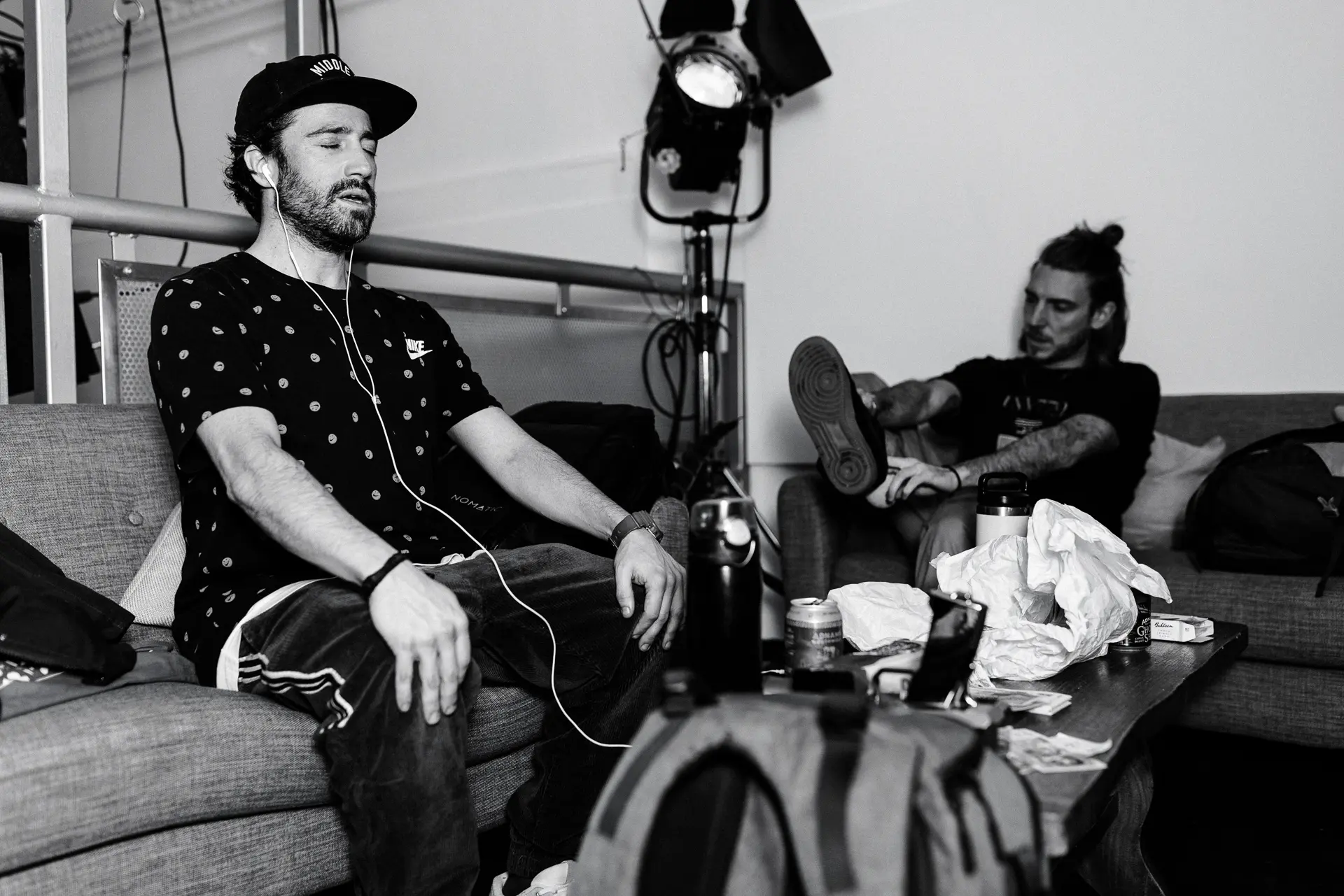 Too Many T's candid photos backstage before their show at Norwich Arts Centre Captured by Live Music photography specialist, Fourth Wall Photography.